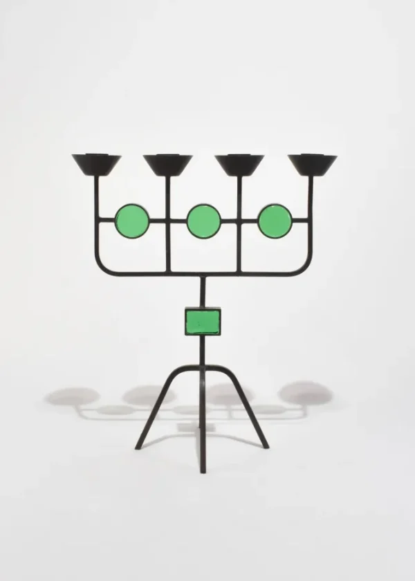 Sculptural Green Glass Candelabra