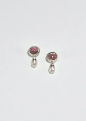 Silver Tourmaline Pearl Earrings