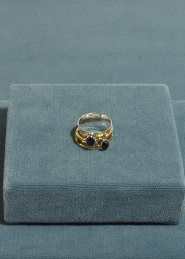 Spinner Garnet Amethyst Ring