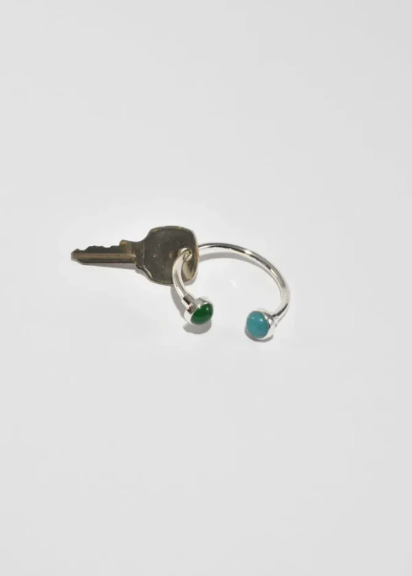Sterling Gemstone Key Ring
