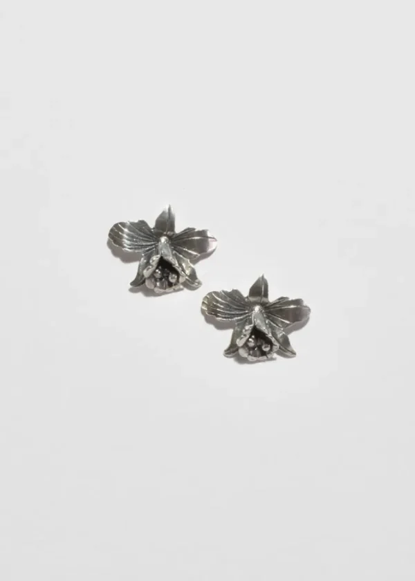 Sterling Orchid Earrings