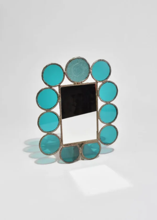 Teal Glass Wall Mirror