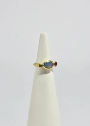 Textured Gold Multi Stone Ring