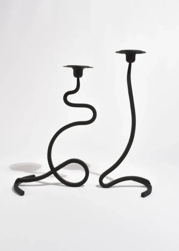 Wavy Iron Candleholder Set
