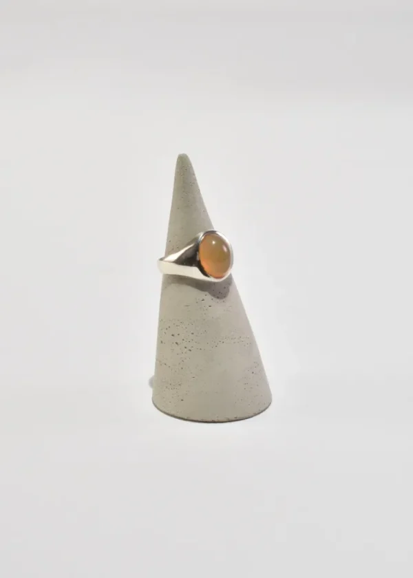 White Gold Peach Moonstone Ring